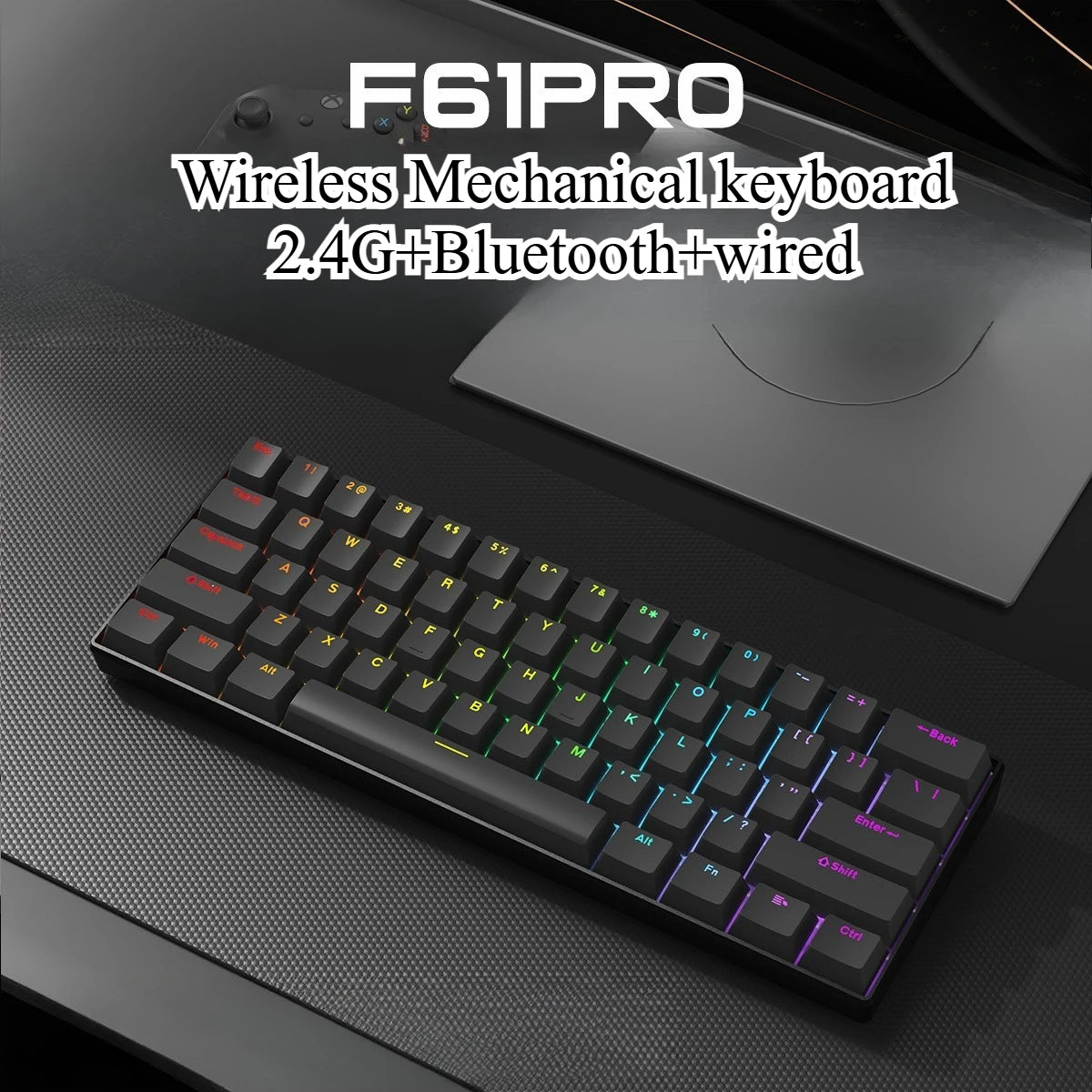 Bluetooth Wireless Mechanical Keyboards RGB Gamer Keyboard for Tablet Mechanical 60% iPad Backlit Mini USB Keyboard