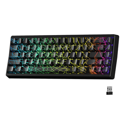 Teclado Mecânico Sem Fios XVX M67 JadeStone com Teclas IMD-Tech Tri-Mode, Teclado Gamer Branco Topographic com Design Gasket