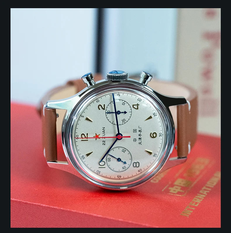 Seagull 1963 International Edition Herren-Mechanikuhr Pilotenuhr ST1901 Retro-Chronograph Armbanduhr Air Force Aviation Neu