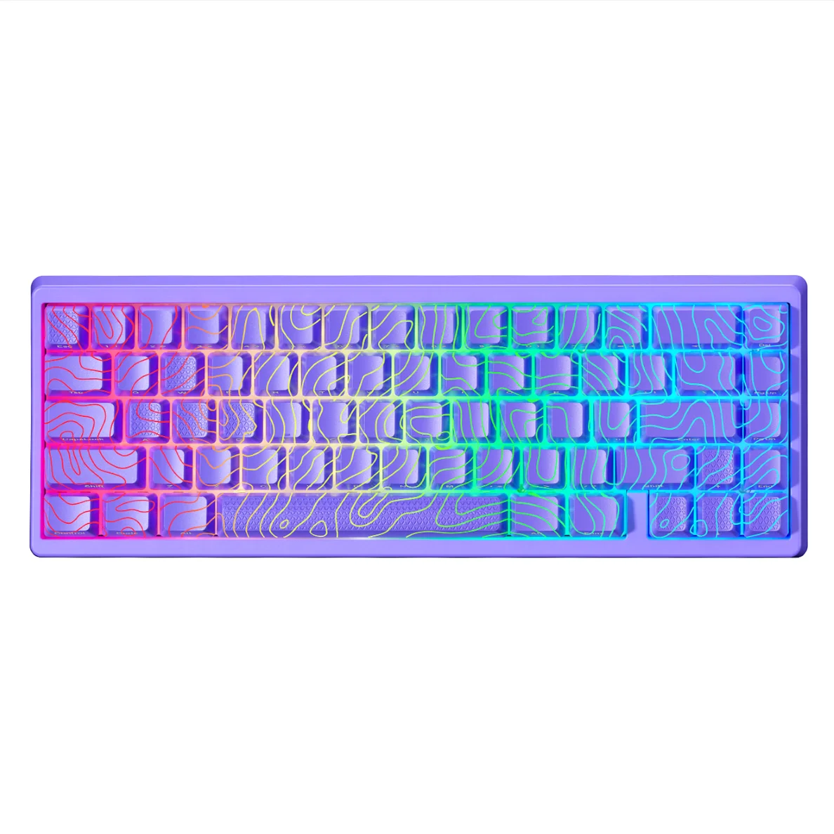 Teclado Mecânico Sem Fios XVX M67 JadeStone com Teclas IMD-Tech Tri-Mode, Teclado Gamer Branco Topographic com Design Gasket
