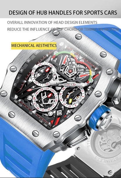New Luxury Men Watch  ONOLA Fashion Fully Automatic Mechanical Watches Man Unique Design Waterproof Tape Watch Wristwatch