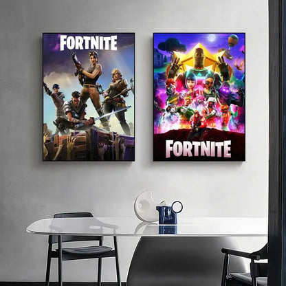 Poster de Jogo F-Fortnite Surpresa — Decoração de Casa, Quadro de Parede para Escritório e Sala de Estar
