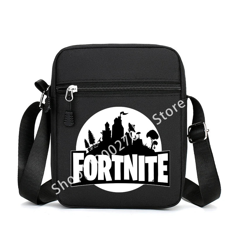 Mala de ombro Fortnite para homem adulto, estilo cartoon e anime, mala tiracolo quadrada em lona para homem e mulher, moda, viagem, desporto, presente de aniversário adorável
