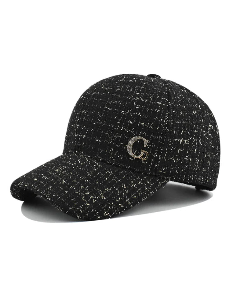 Gorra de béisbol con parche metálico en forma de «M», negra, elegante, para hombre; gorra ligera y ajustable para el sol, para mujer.