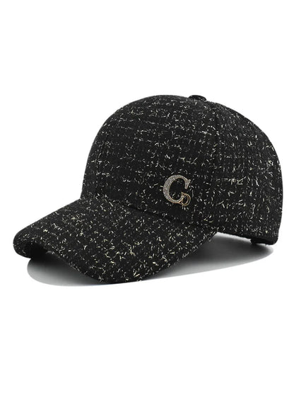 Gorra de béisbol con parche metálico en forma de «M», negra, elegante, para hombre; gorra ligera y ajustable para el sol, para mujer.