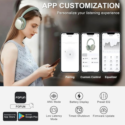 Hybrid Active Noise Cancelling Headphones with Knob Control 65H Playtime Over Ear Headphones Wireless Bluetooth 6.0 Hi-Res Audio