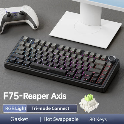 AULA F75 Pro Teclado mecánico gaming inalámbrico con montaje gasket, RGB personalizable, distribución 75% y teclas PBT con grabado lateral