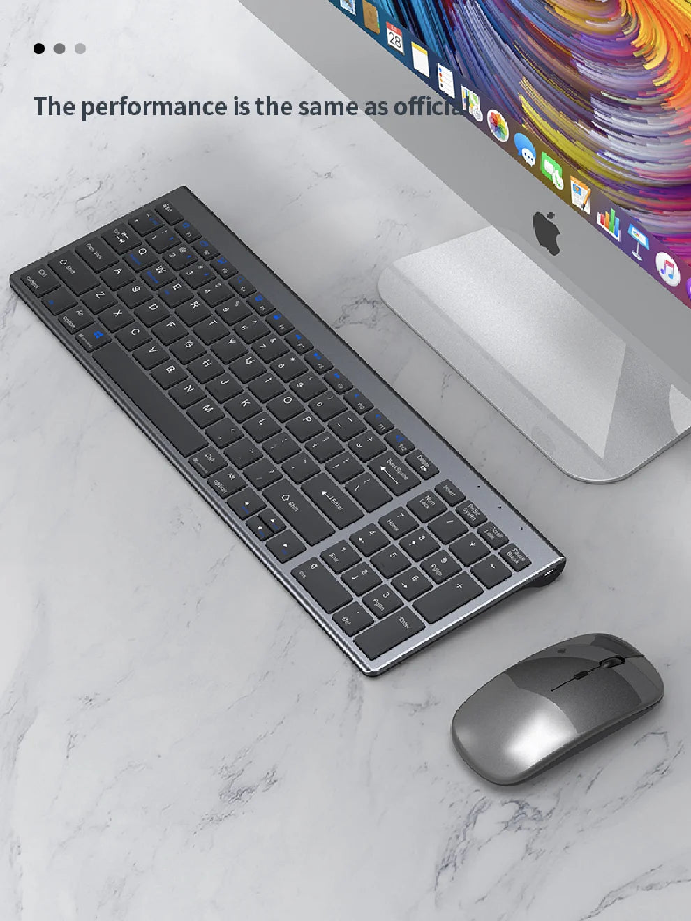 JOMAA Bluetooth & 2.4G USB Keyboard and Mouse Set for Laptop Computer iPad Rechargeable Wireless Keyboard and Mouse Combo Silent