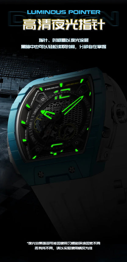 Mark Fairwhale 6002 Automatic Movement Tonneau Dial Luminous Waterproof Fashion Mechanical Watches for Men Relogios Masculino