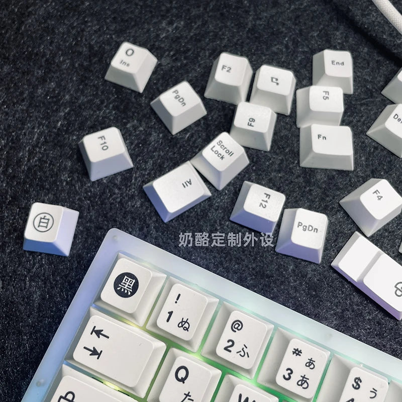 125 Keys Minimalist White Japanese Keycaps for MX Switch Mechanical Keyboard Cherry Profile Dye Sublimation PBT Key Caps Custom