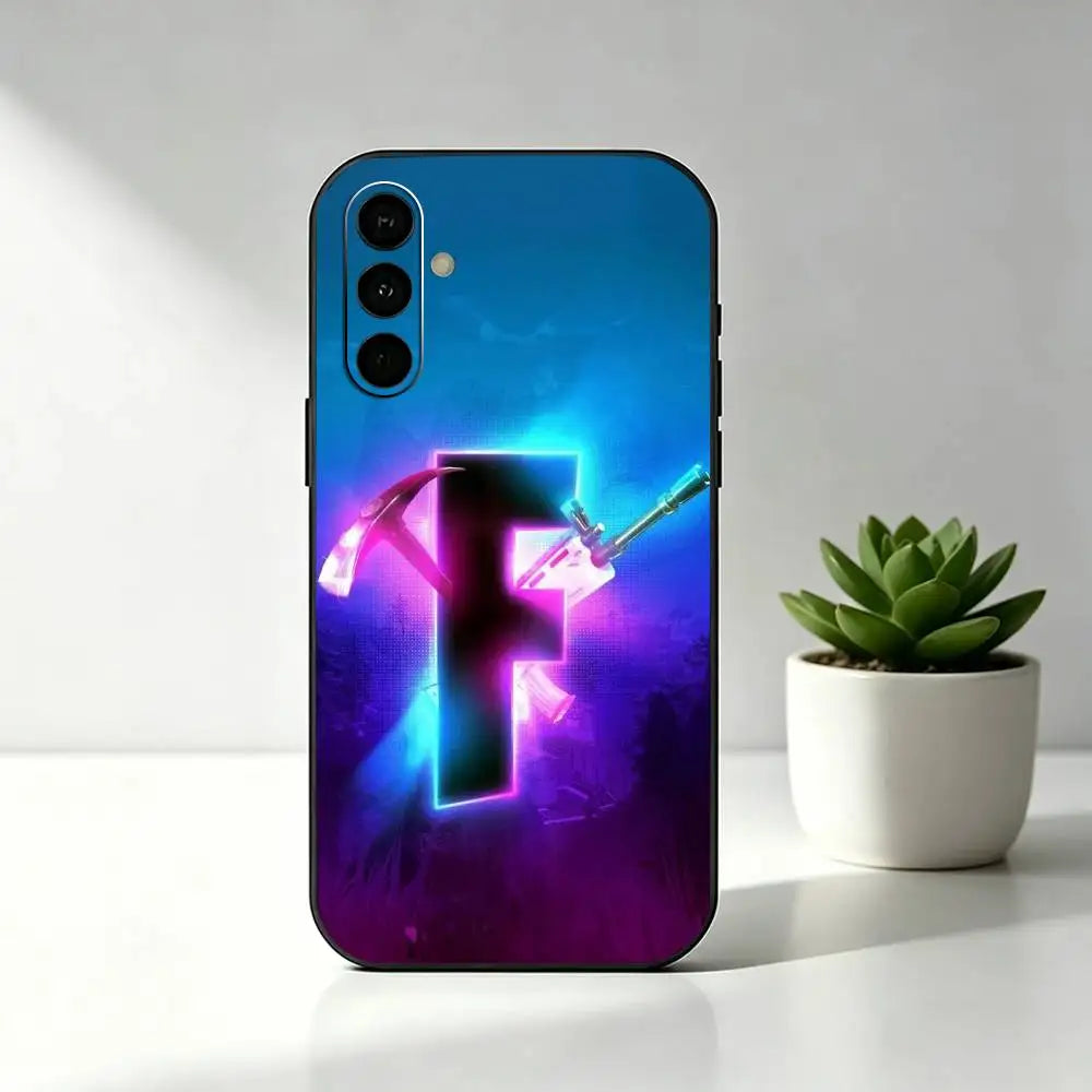 R-Royales F-Fortnites Gaming-Handyhülle aus weichem schwarzem Silikon für Samsung Galaxy A73,A72,A71,A70,A53,A52,A51