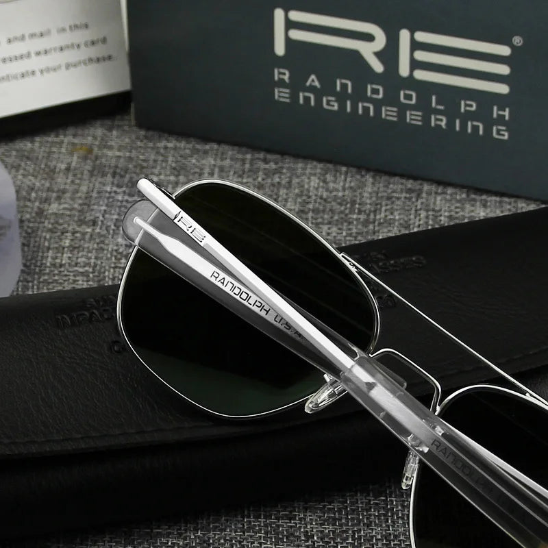 RE Sunglasses Man American Army Military Aviation Pilot Sun Glasses Glass Lens Woman Luxury Brand Vintage Metal Titanium Frame