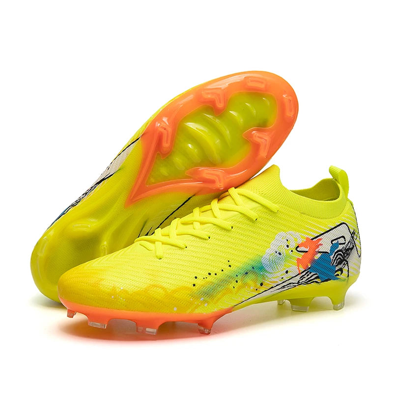 New Men Football Boots Cleats Non-Slip Match Ultralight Soccer FG Training Shoes Soccer Shoes Long Spikes Outdoor Drop Shipping