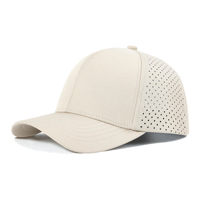VOBOOM Herren-Baseballkappe mit Schnell-Trocknungsfunktion, lasergeschnittenem Netzstoff, gewölbter Krempe und Snapback-Verschluss – für Outdoor, Laufen und Reisen – schwarze Kappe