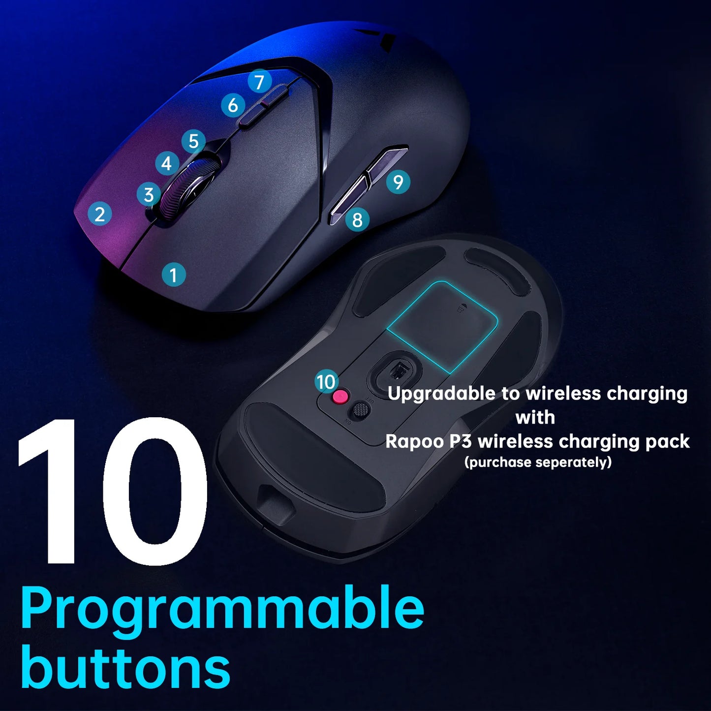 Rapoo VT9PRO PAW3398 Wireless Gaming Mouse 68g Wired Programmable Ergonomic Mice 26000DPI Type C Rechargeable PC Gamer Accessory