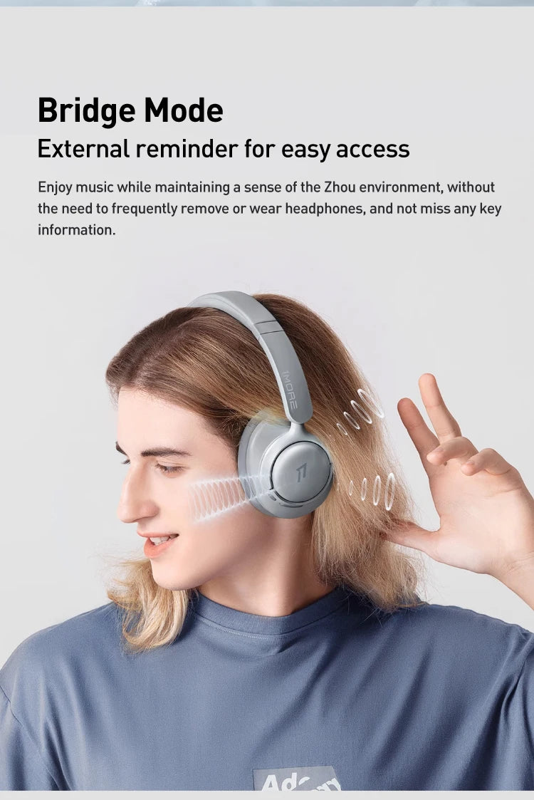 1MORE SonoFlow S kabellose Bluetooth-Kopfhörer mit Geräuschunterdrückung 42dB ANC Hi-Res Audio 90H Akkulaufzeit Over-Ear-Headset