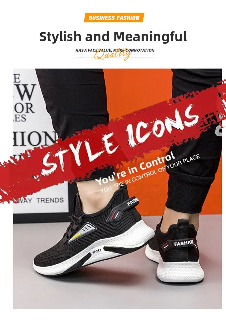 Hot Sale Of The Season New Men's Running Shoes Breathable Lightweight Knitted Lace-Up Sports Sneakers Fashionable Korean Styl...