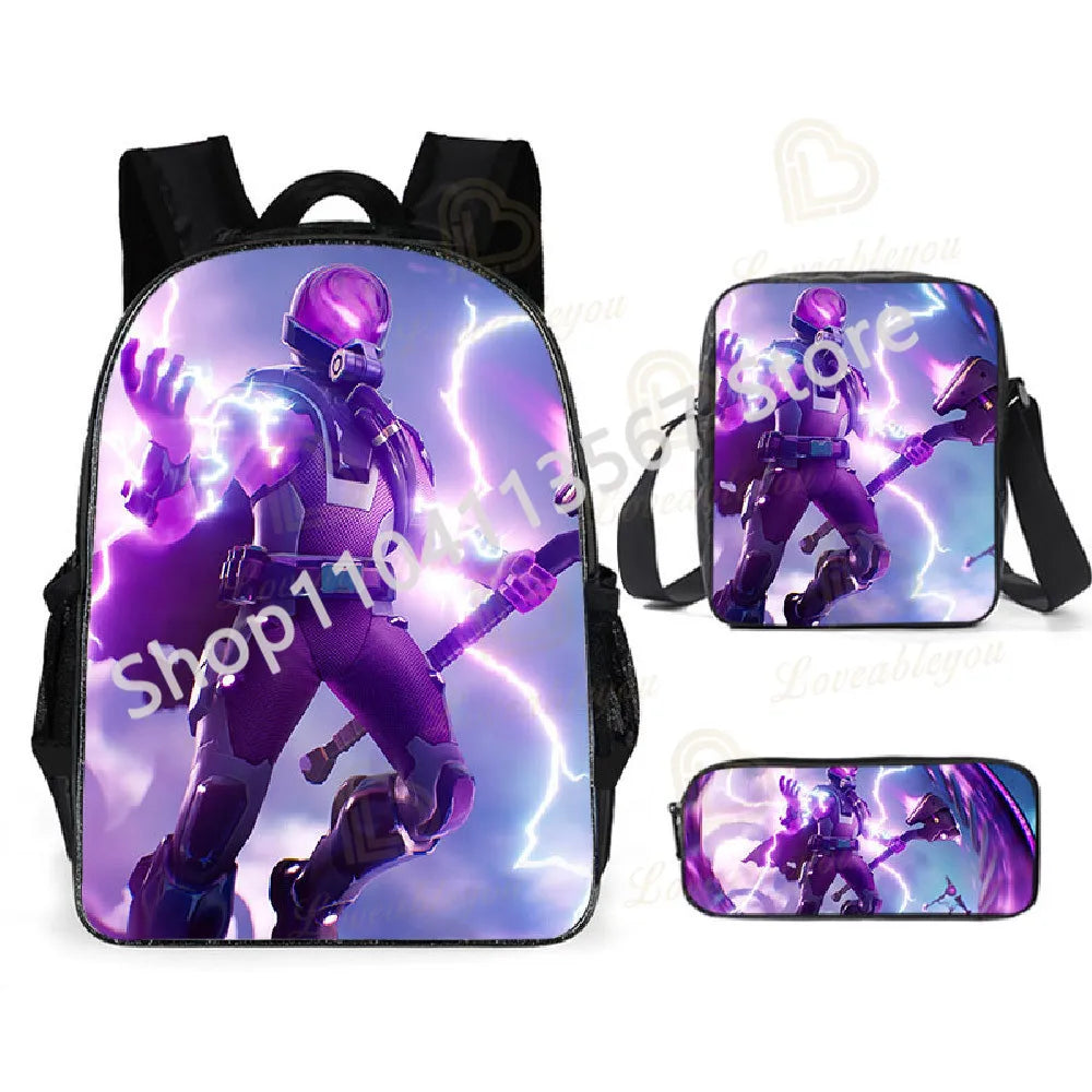 Fortnite Kids 3pcs Backpack Set Women Backpacks Office Stationery for Teenage Girls Boys Laptop Backpack Casual Travel Rucksack