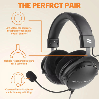 Cuffie cablate over-ear Talomen TOP W550X con driver da 50mm, bassi profondi, cavo rimovibile e microfono integrato – Headset per gaming, DJ, studio e ufficio