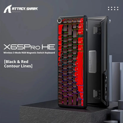 Teclados Gaming Sem Fios Attack Shark X65 PRO HE com Switches Magnéticos 8K RT0.001mm, Gravação Lateral, Bluetooth, Windows Mac PC