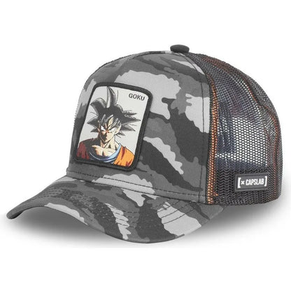 Cappellino Dragon Ball Son Goku da viaggio estivo con visiera, da uomo, ricamato, stile hip-hop, visiera parasole, cappellino trucker regolabile in rete