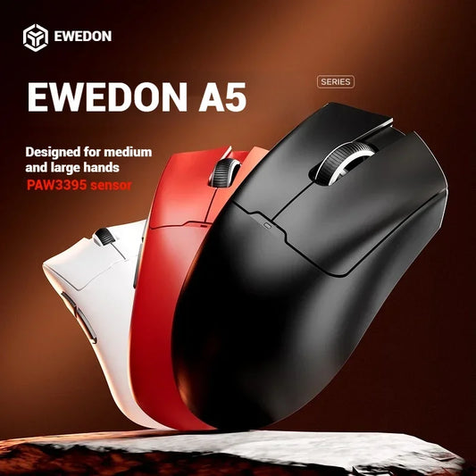 EWEADN A5 Pro Ultra Wireless Gaming Mouse, Lightweight Tri-Mode Mouse with PAW3395 Sensor, 26K DPI, Low Latency Rechargeable Gaming Mouse