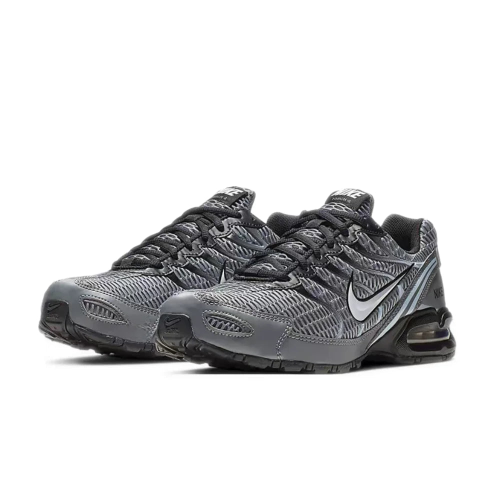 Pánské nízké běžecké boty Nike Air Max Torch 4 – šedá/stříbrná, ležérní textilie, prodyšná opora, dlouhá životnost 343846-012