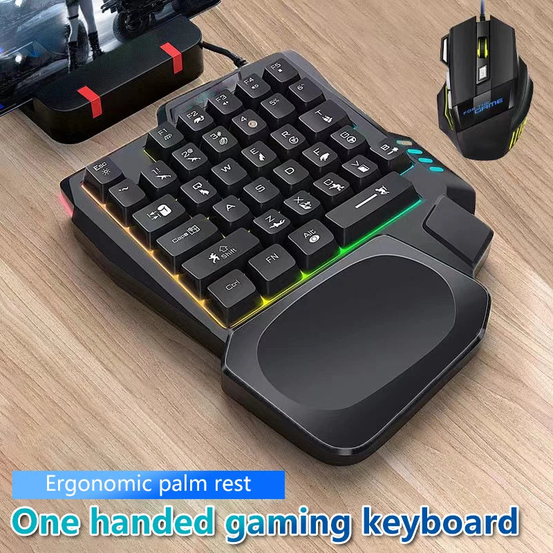1pc RGB Gaming Keyboard Single Hand Mini USB Ultra-slim Wired 35-Keys One-Handed Backlight Keyboard For Computer PC Laptop