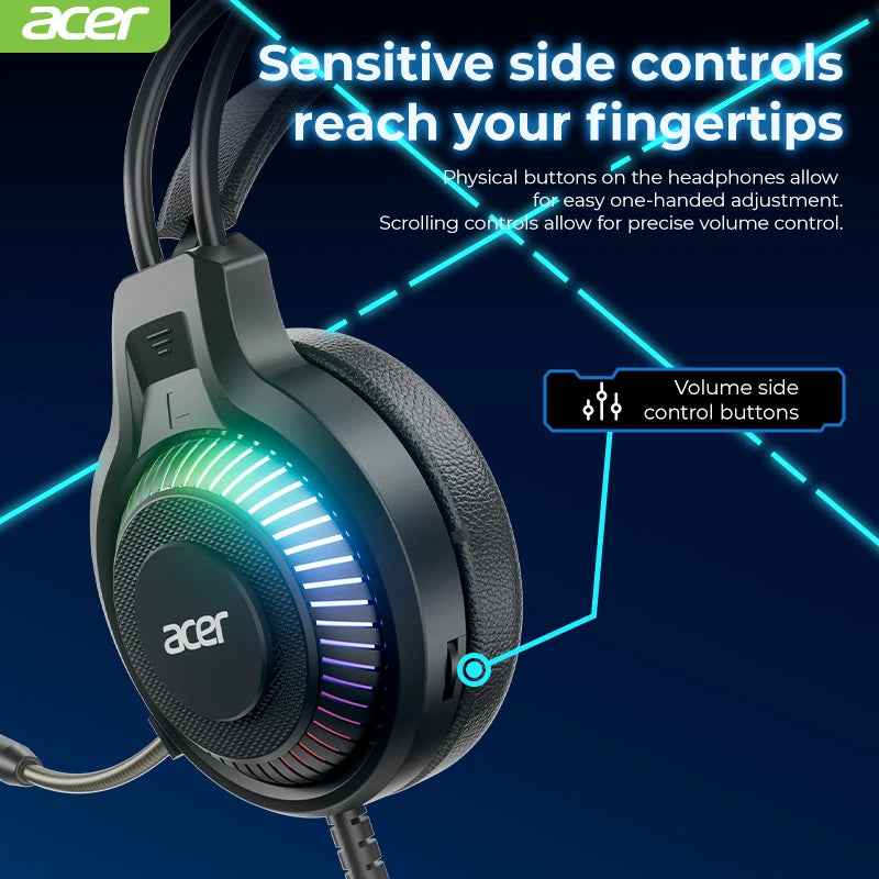 Auricolari gaming cablati RGB con microfono – Cuffie gaming con suono surround a bassa latenza, illuminazione RGB d’effetto, isolamento acustico e vestibilità confortevole
