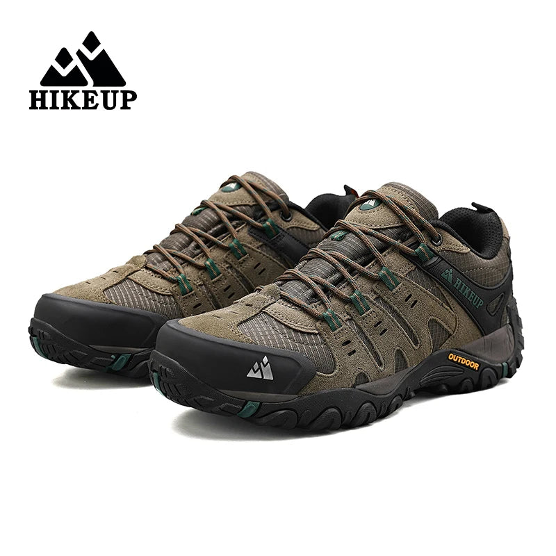 HIKEUP Мъжки туристически обувки от велурена кожа, устойчиви на износване outdoor обувки за трекинг, разходки, лов и тактически маратонки