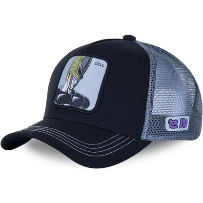Cappellino Dragon Ball Son Goku da viaggio estivo con visiera, da uomo, ricamato, stile hip-hop, visiera parasole, cappellino trucker regolabile in rete