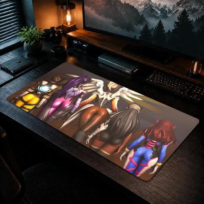 Overwatch Hips Gaming-Mauspad fürs Büro, rutschfeste Schreibtischunterlage, DIY-Mauspad, große Game-Tastaturunterlage mit Overlock-Naht