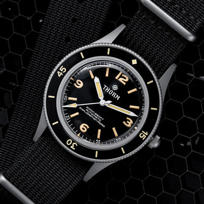 Thorn SHY033 Vintage 50-Fathoms Mechanical Watch NH35 Automatic Movement K9 Mineral Crystal 200m Waterproof Luminous Men Watch