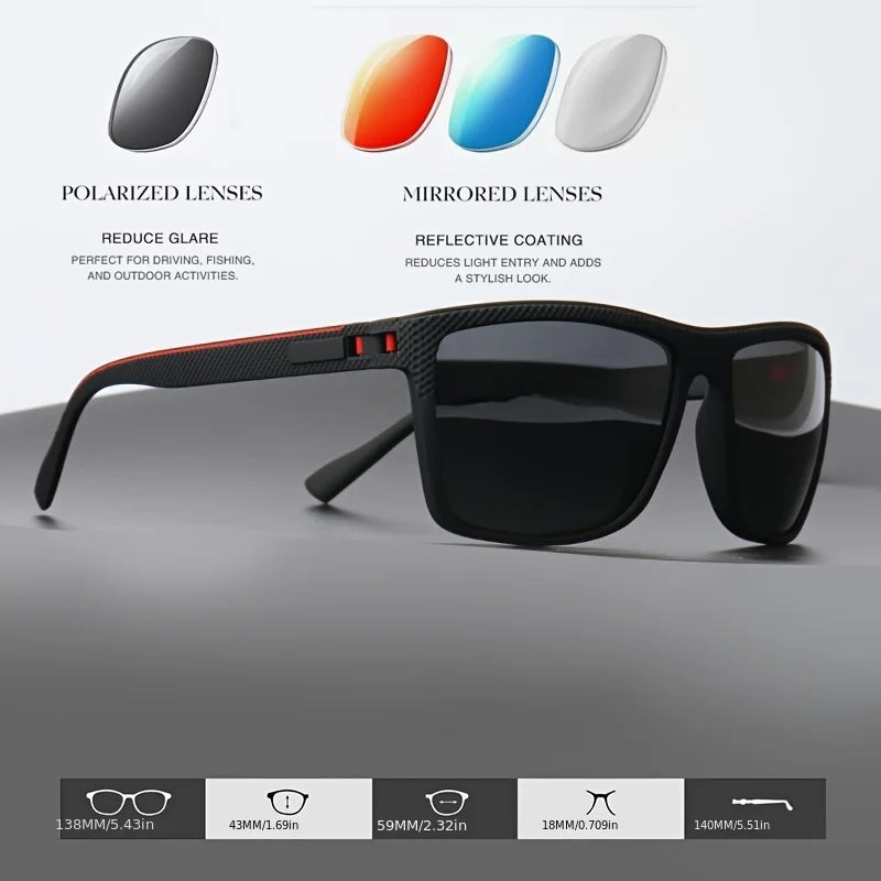 2025 New Square Frame Polarized Sunglasses High-Quality Spring Hinges Multicolor Coated Lenses for Vacation Driving Fishing UV P