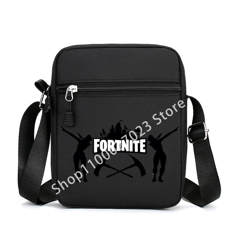 Mala de ombro Fortnite para homem adulto, estilo cartoon e anime, mala tiracolo quadrada em lona para homem e mulher, moda, viagem, desporto, presente de aniversário adorável