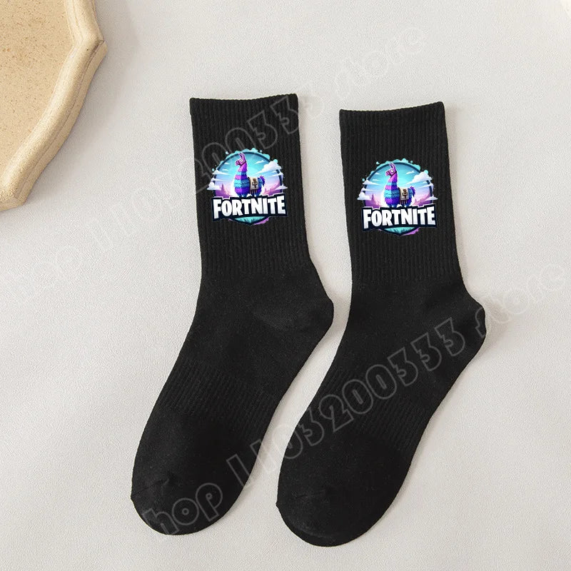 Fortnite-Socken mit Cartoon-Spielcharakter, lange Socken für Kinder und Schüler, einfarbige Baumwollsocken für Frühling und Herbst, Geburtstagsgeschenk