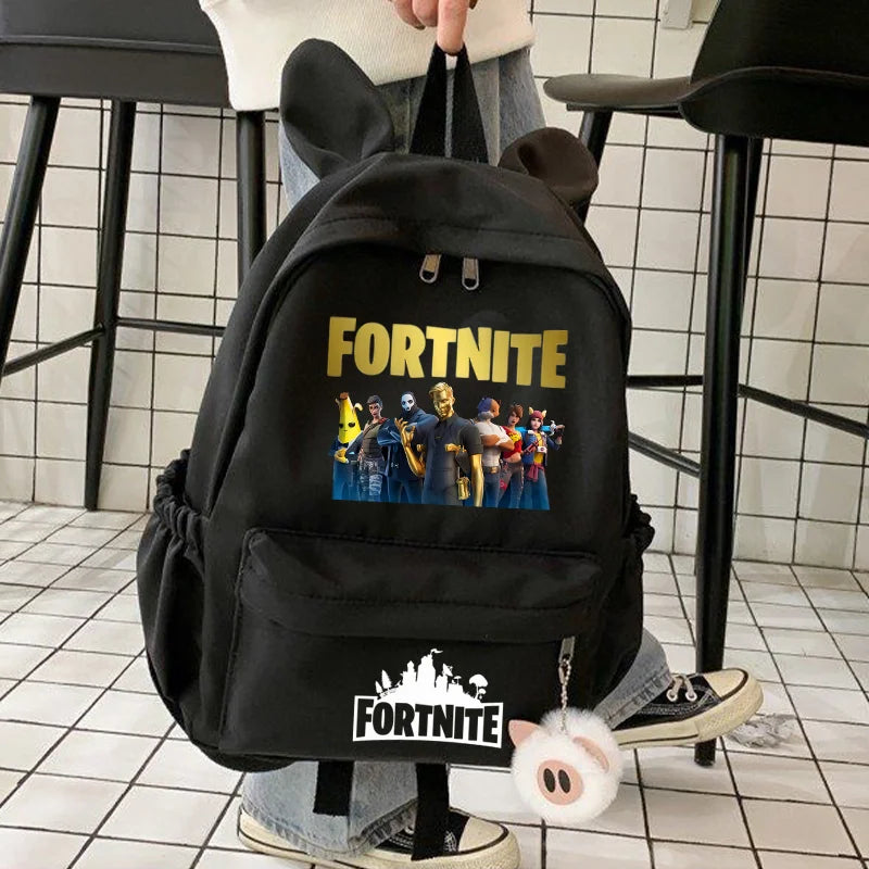 Nova Mochila Fortnite Cartoon para Rapaz e Rapariga, Mochila Escolar Casual de Grande Capacidade para Estudante, Mochila de Viagem com Orelhas de Coelho, Presente de Papelaria