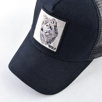 Modieuze baseballpet met geborduurde wolfspatch, snapback, hiphop-truckerpetten voor heren en dames, ademende pet met klep voor buitengebruik