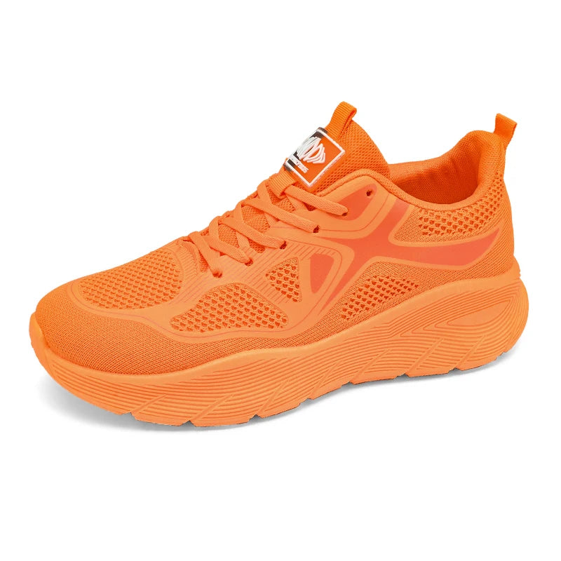 Fashion Platform Men's Running Shoes Trendy Casual Knit Breathable Orange Sneakers Men Outdoor Sports Non-slip Jogging Shoes Man