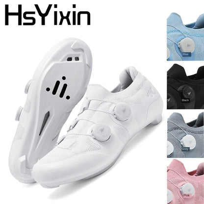 Scarpe da ciclismo su strada unisex, HsYixin traspiranti SPD autobloccanti antiscivolo, scarpe da corsa per bici da strada, MTB flat e sneakers da bicicletta