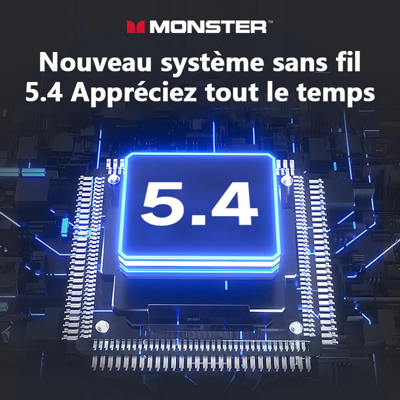 Monster MQT52 kabellose Bluetooth 5.4-Ohrhörer mit langer Akkulaufzeit, Gaming-Kopfhörer im Dual-Modus, Hi-Fi-Stereoklang-Headset mit Mikrofon