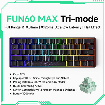 MONSGEEK FUN60 PRO&MAX HE Mechanical Keyboard Magnetic Switch 60% Wireless Gaming Keyboard Rapid Trigger 8K ARGB Custom Keyboard