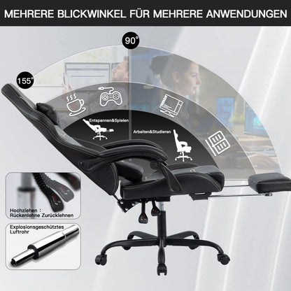 WOTSTA Gaming Chair Ergonomic Gaming Chair Office Chair with Footrest Racing Computer Chair Height Adjustable Padded Computer Chair