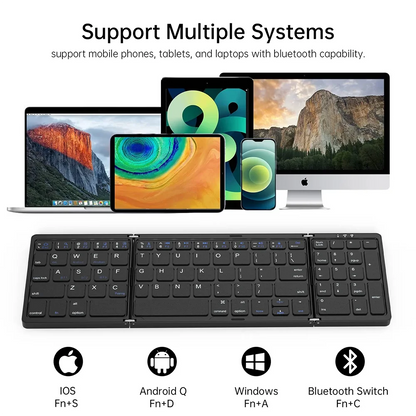 Teclado Bluetooth sem fios dobrável e recarregável para iPad, telemóvel, tablet, notebook e escritório — mini teclado sem fios