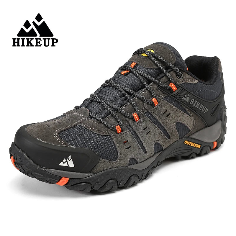 HIKEUP Мъжки туристически обувки от велурена кожа, устойчиви на износване outdoor обувки за трекинг, разходки, лов и тактически маратонки
