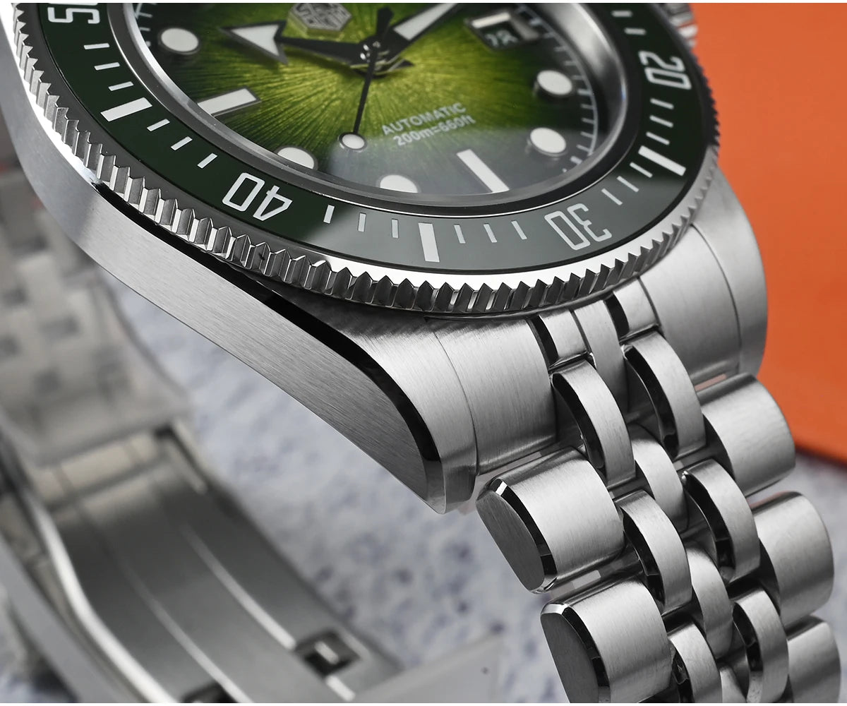 San Martin 40mm Luxus-Taucheruhr für Herren, Miyota 9015, Sunburst-Emaille-Zifferblatt, automatische mechanische Armbanduhr, wasserdicht bis 200m, SN0148