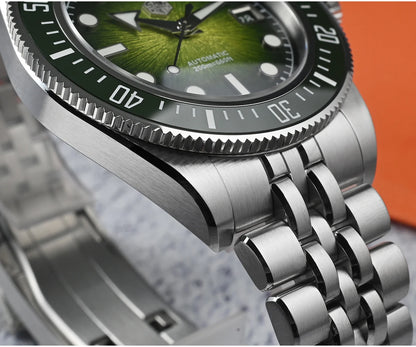 San Martin 40mm Luxus-Taucheruhr für Herren, Miyota 9015, Sunburst-Emaille-Zifferblatt, automatische mechanische Armbanduhr, wasserdicht bis 200m, SN0148