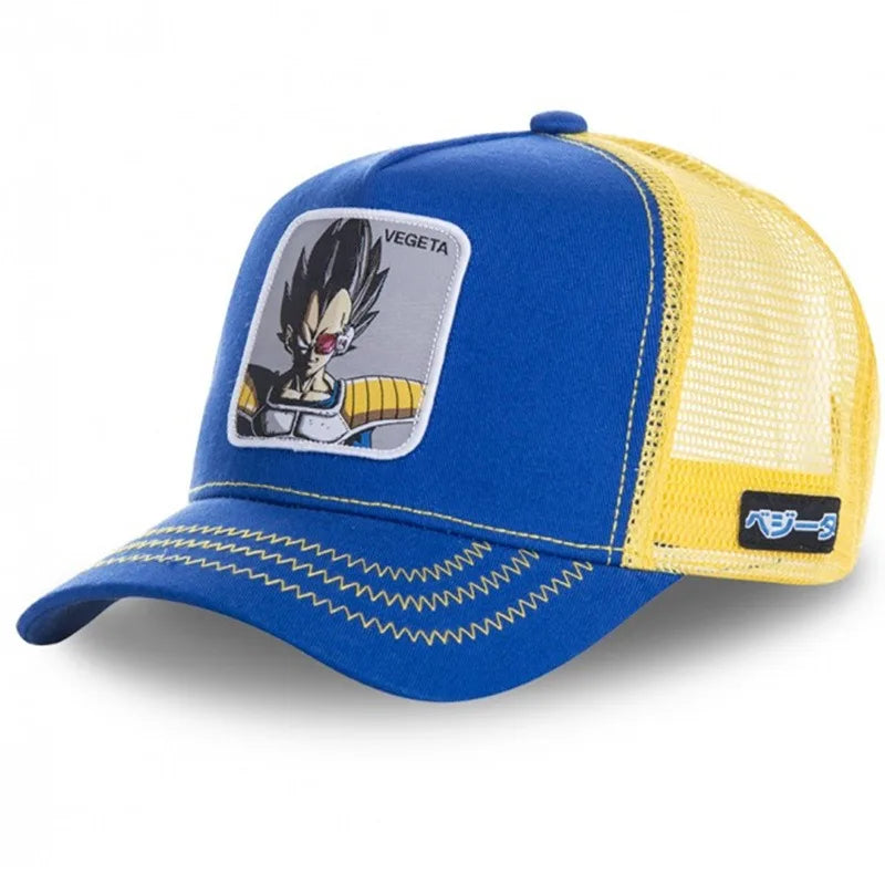 Cappellino Dragon Ball Son Goku da viaggio estivo con visiera, da uomo, ricamato, stile hip-hop, visiera parasole, cappellino trucker regolabile in rete