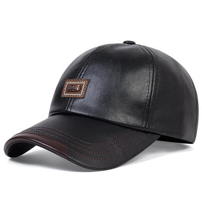 Pu Leather Letter Label Baseball Caps Spring and Autumn Outdoor Adjustable Casual Hats Sunscreen Hat