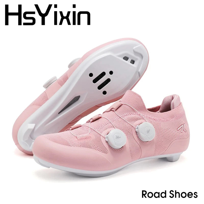 Scarpe da ciclismo su strada unisex, HsYixin traspiranti SPD autobloccanti antiscivolo, scarpe da corsa per bici da strada, MTB flat e sneakers da bicicletta